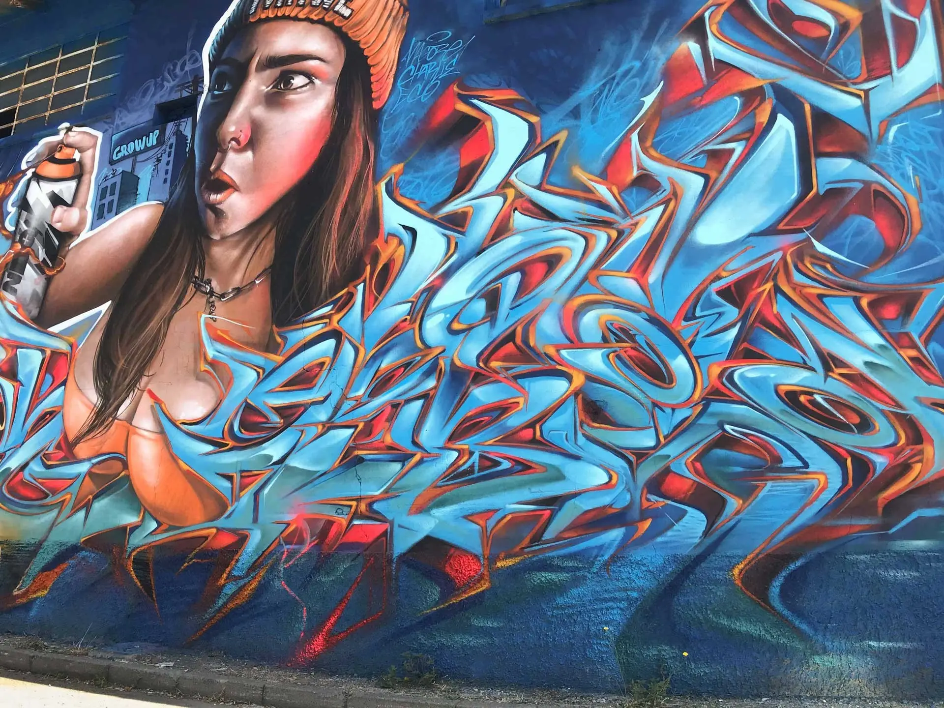 Graffiti urbano wildstyle en técnica 3D realista