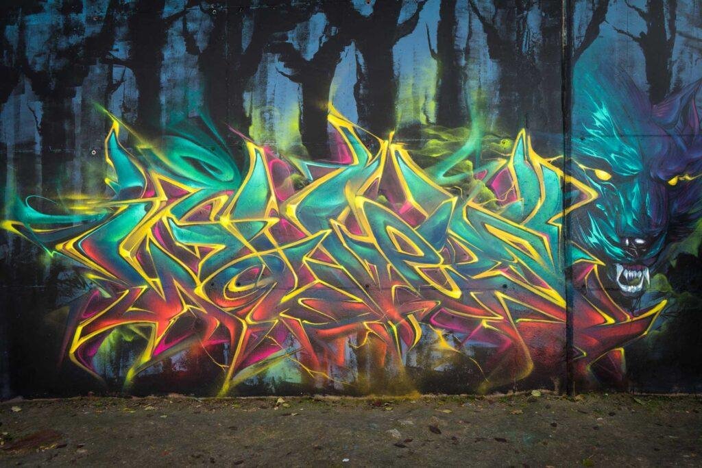 Graffiti 3D wildstyle dinámico con contraste