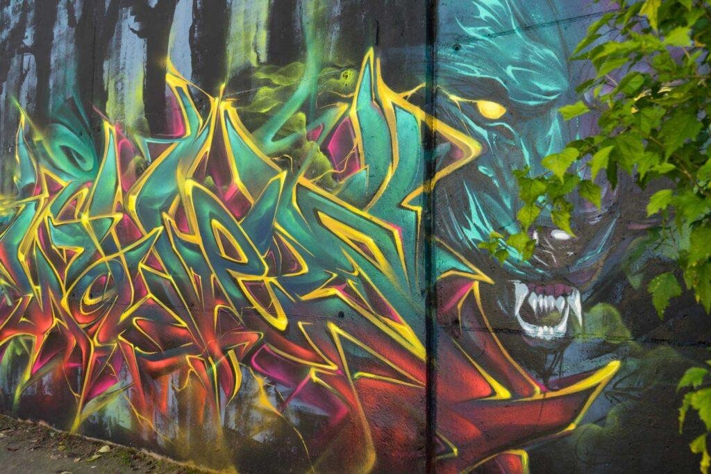 Graffiti 3D wildstyle dinámico con contraste