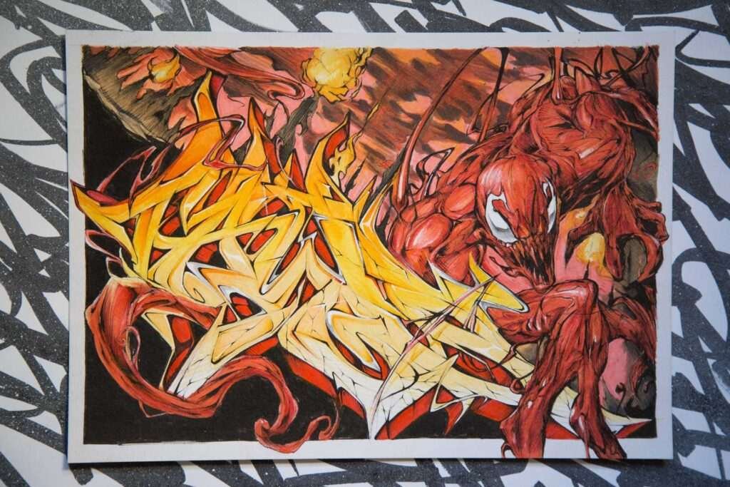 Graffiti boceto carnage spiderman