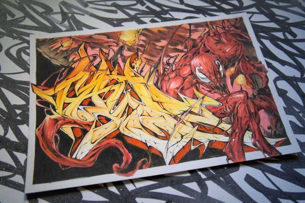Graffiti boceto carnage spiderman
