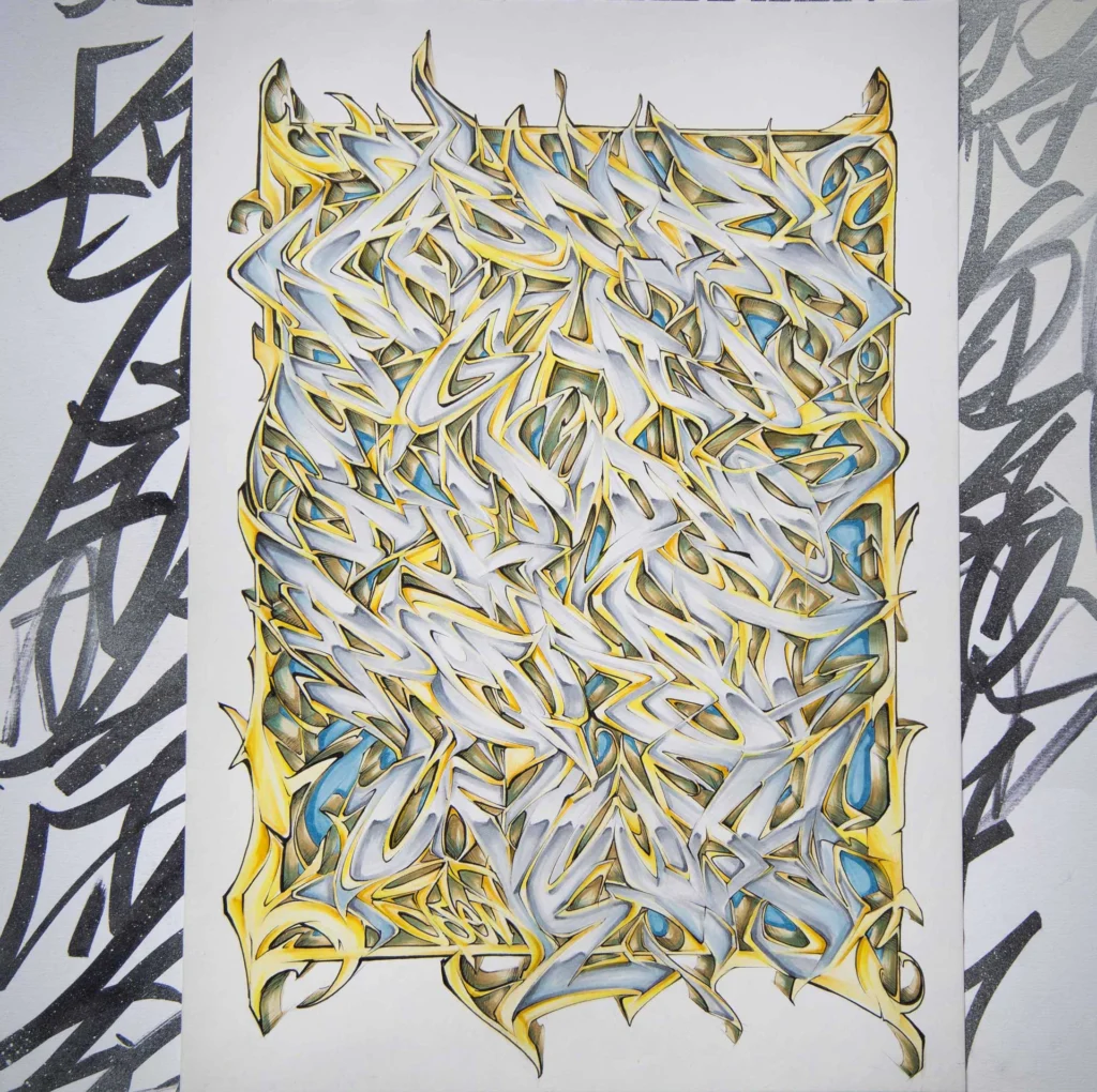 Abecedario graffiti artístico con letras estilizadas