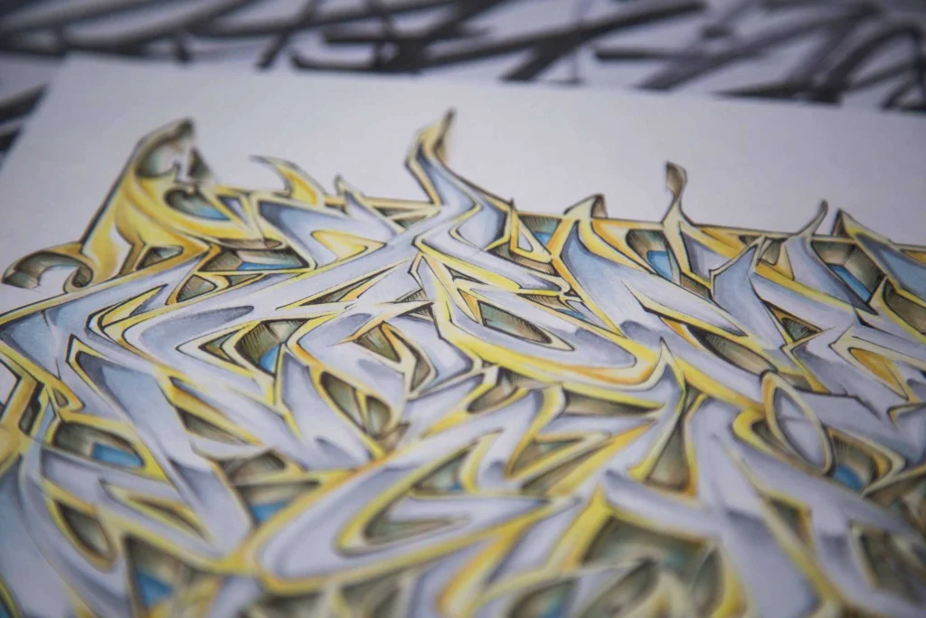 Abecedario graffiti artístico con letras estilizadas