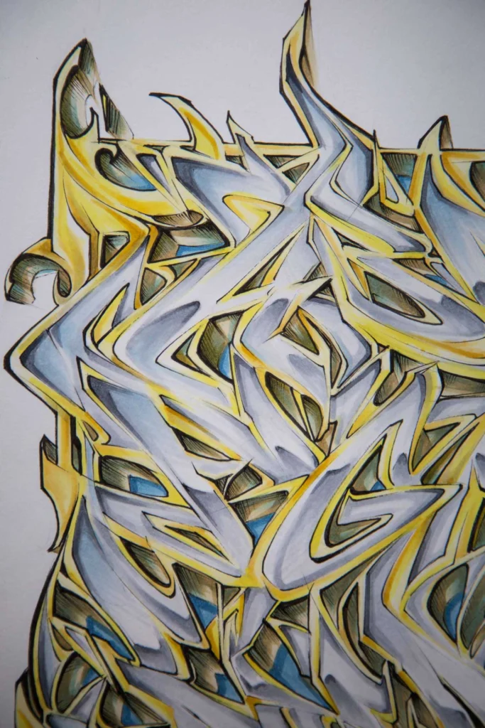Abecedario graffiti artístico con letras estilizadas