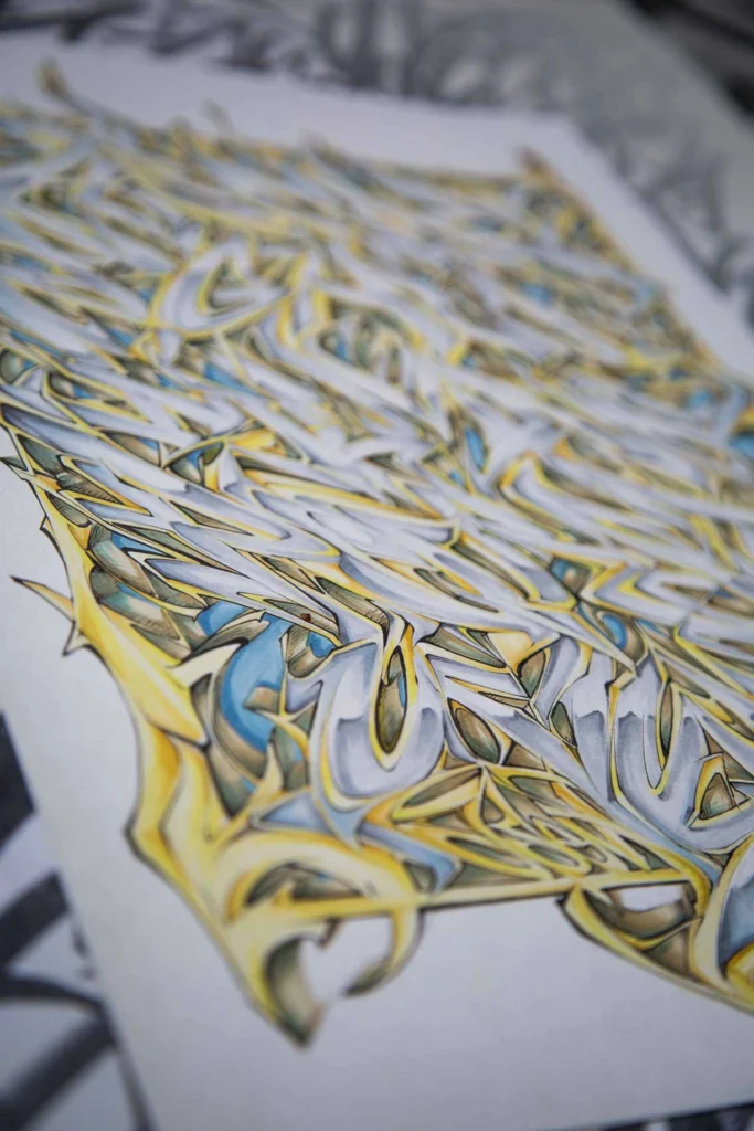 Abecedario graffiti artístico con letras estilizadas
