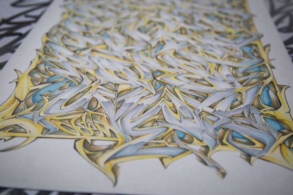Abecedario graffiti artístico con letras estilizadas
