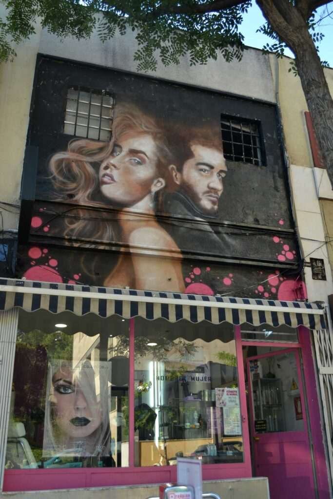 Resumen de graffitis artísticos en murales, cierres y fachadas de negocios variados