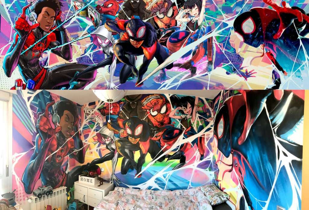 mural Graffiti Spiderman en habitación infantil