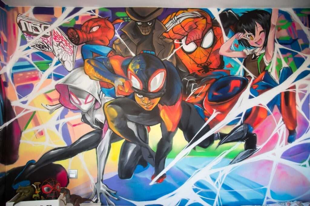 mural Graffiti Spiderman en habitación infantil