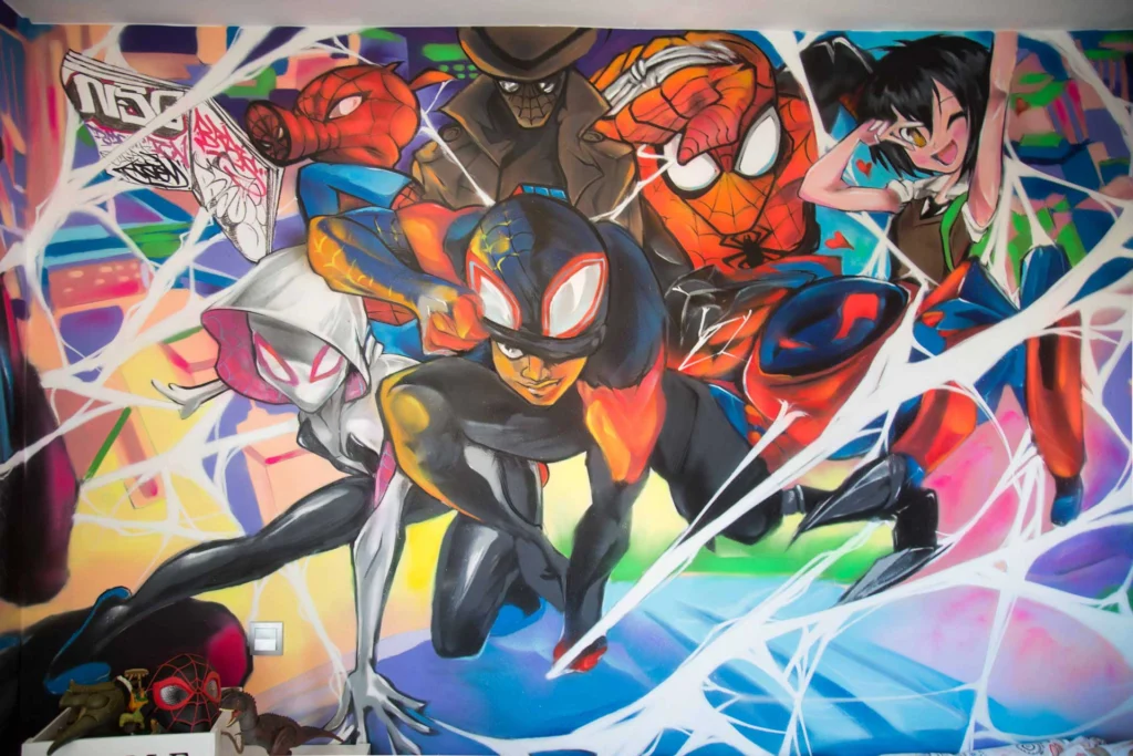 mural Graffiti Spiderman en habitación infantil