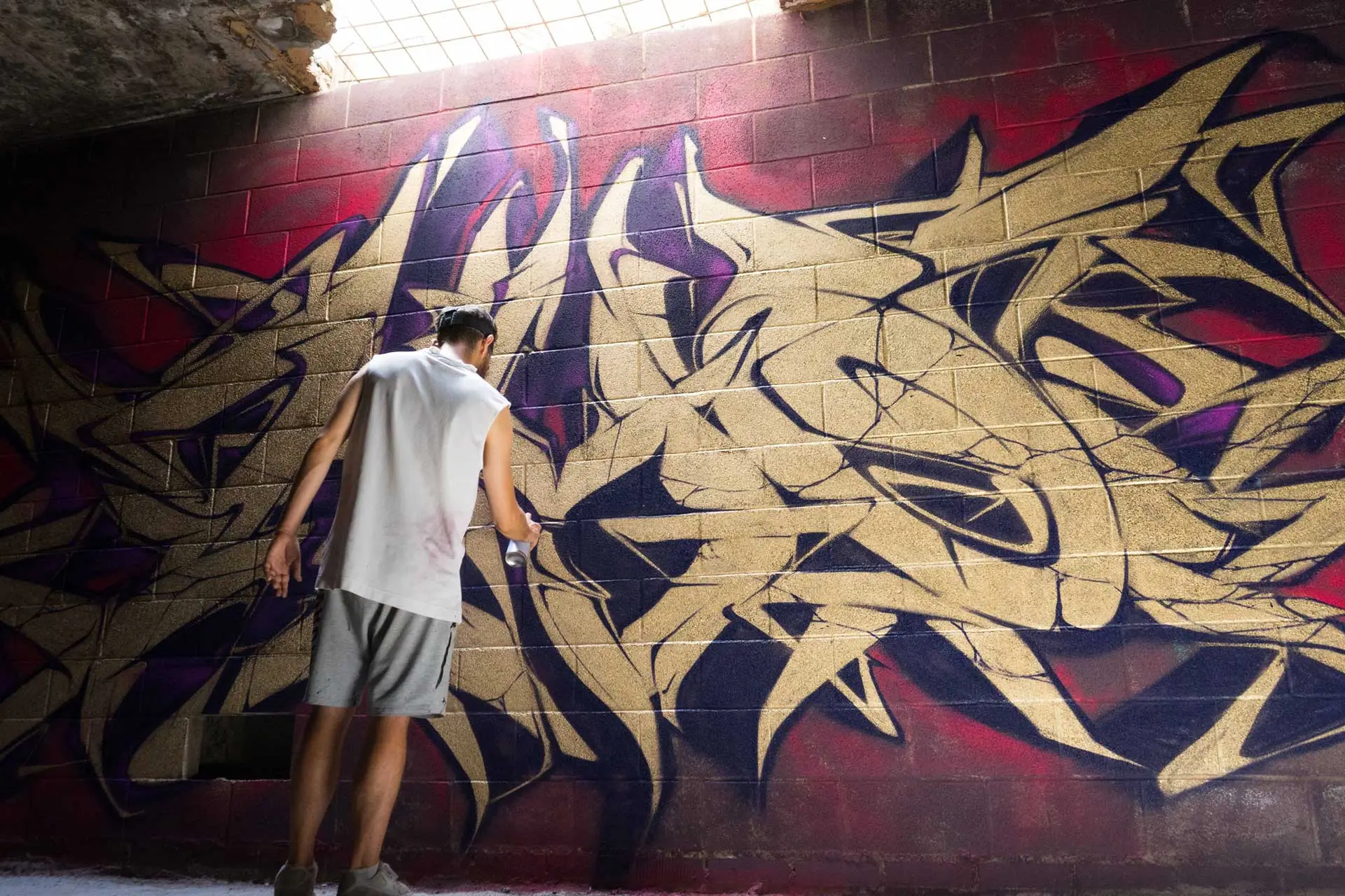 Graffiti tridimensional estilo wildstyle sobre muro