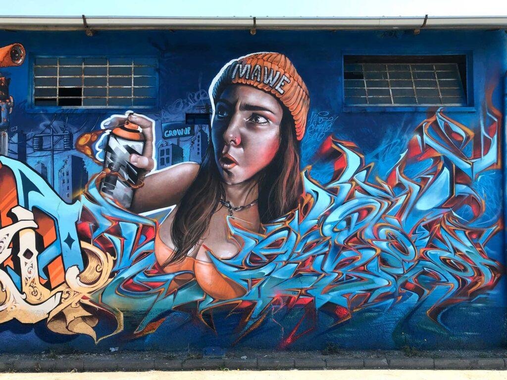 Graffiti urbano wildstyle en técnica 3D realista