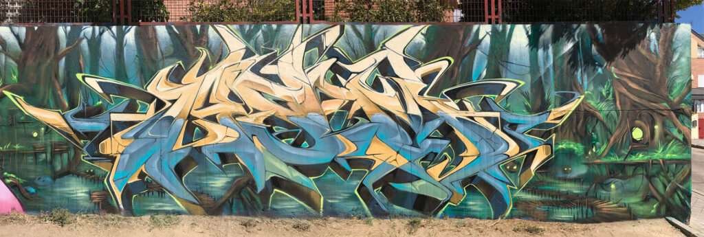 Mural Graffiti e Ilustración Parque Jericó