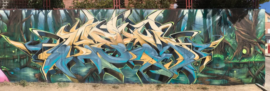 Mural Graffiti e Ilustración Parque Jericó