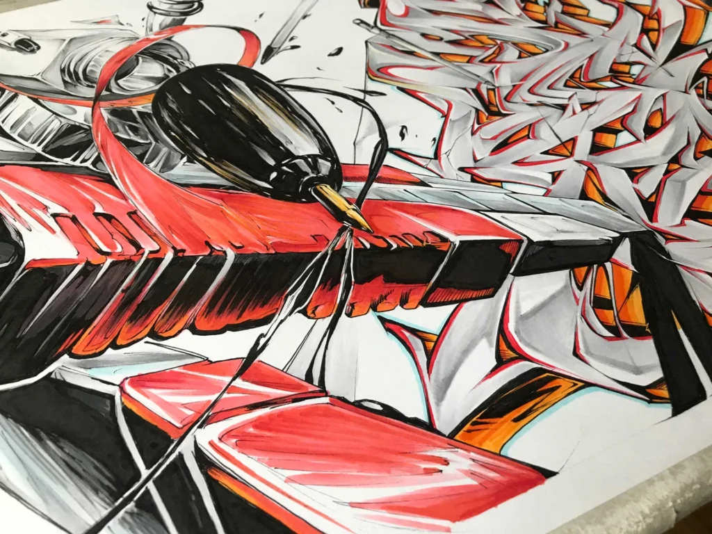 Mural de graffiti con todas las letras del alfabeto