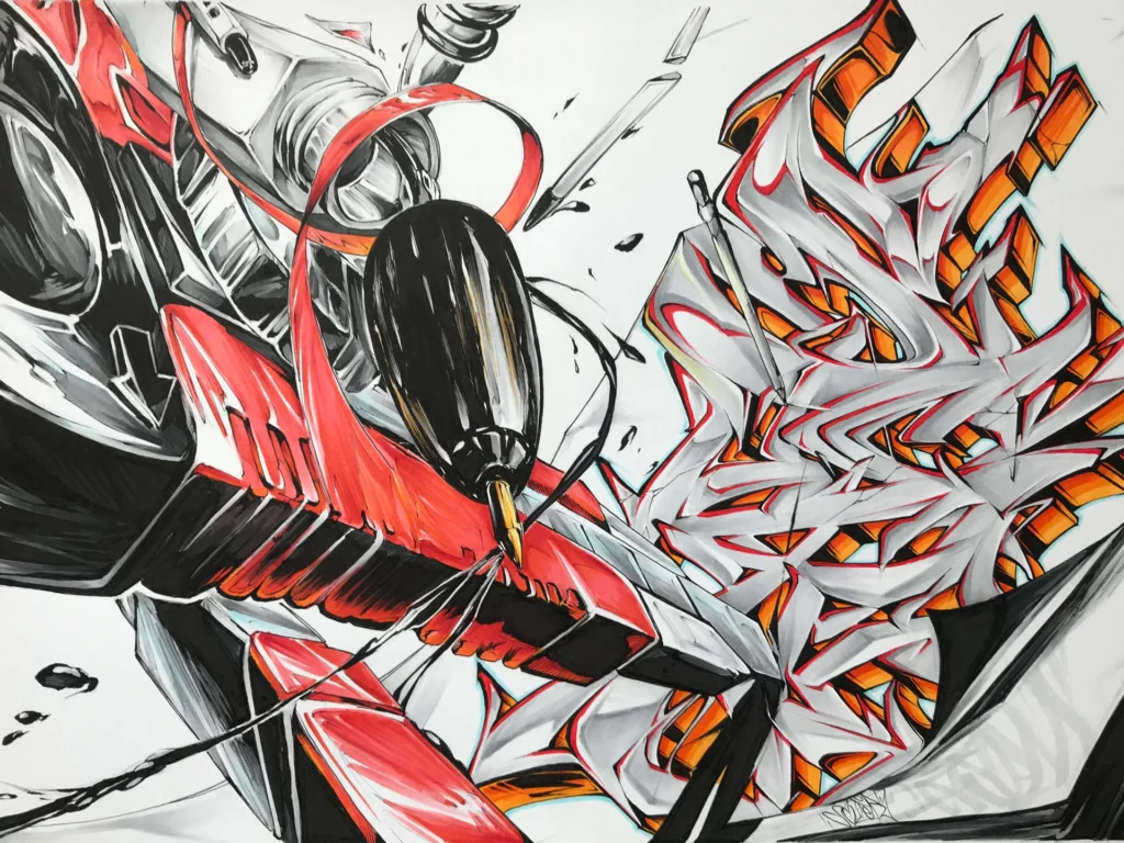 Mural de graffiti con todas las letras del alfabeto