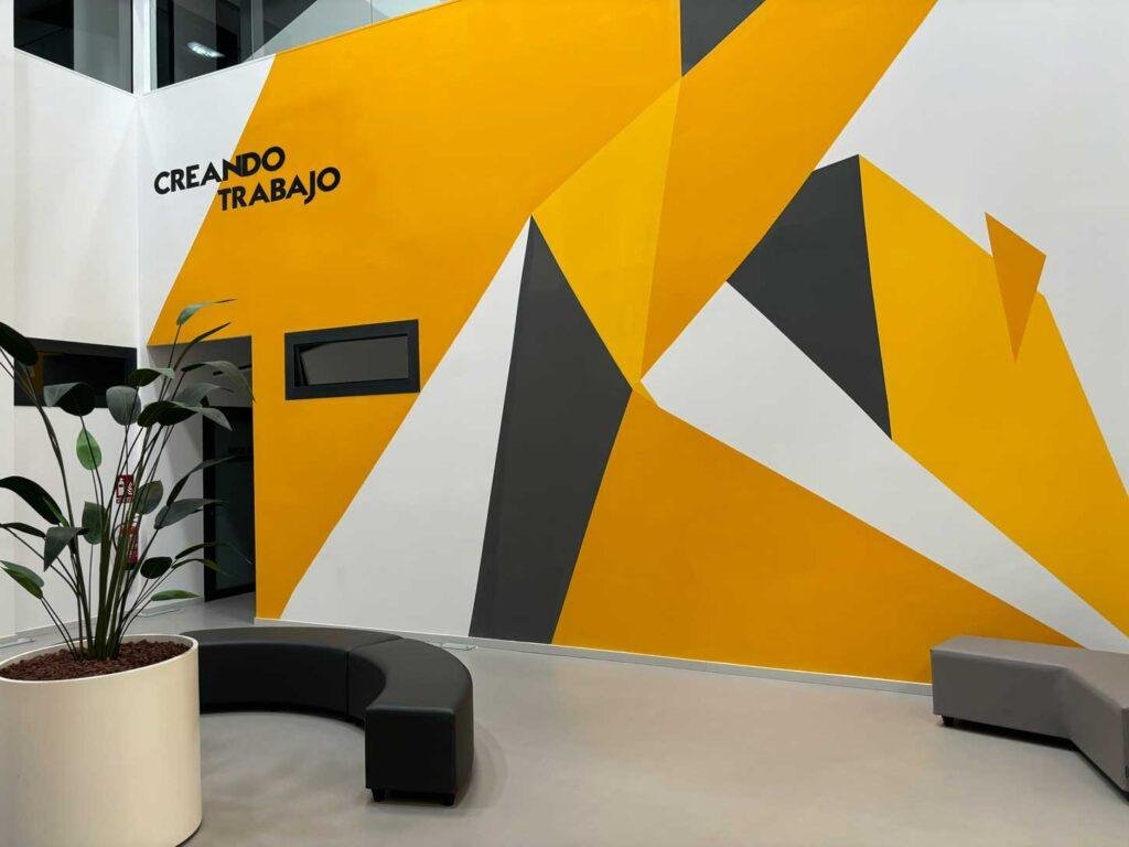 Mural de diseño moderno e innovador para oficinas de empresa tecnológica y startup