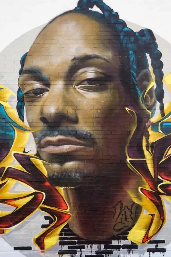 Mural de Snoop Dogg en el festival Hip Hop Street Vícar organizado por el Ayuntamiento
