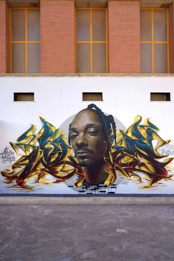 Mural de Snoop Dogg en el festival Hip Hop Street Vícar organizado por el Ayuntamiento