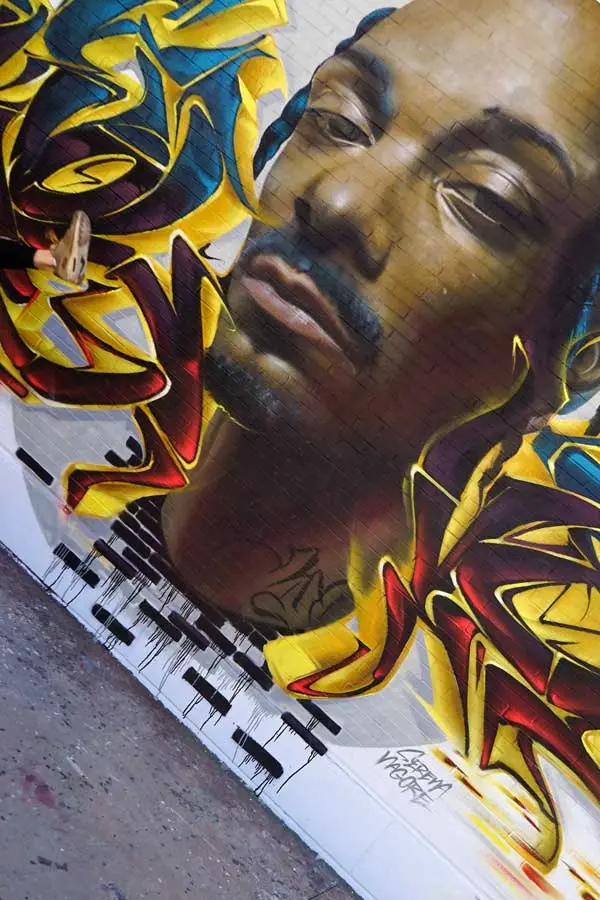 Mural de Snoop Dogg en el festival Hip Hop Street Vícar organizado por el Ayuntamiento