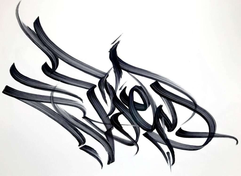 Tag graffiti artístico con trazo fluido y original