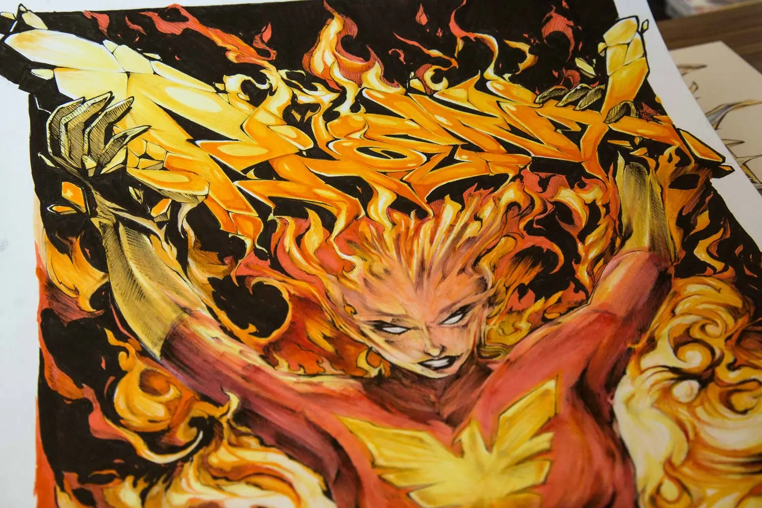 Ilustración personalizada cómic fenix xmen