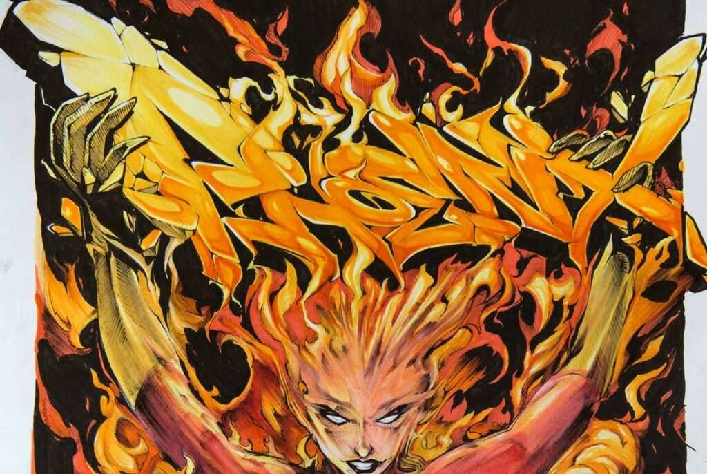 Ilustración personalizada cómic fenix xmen