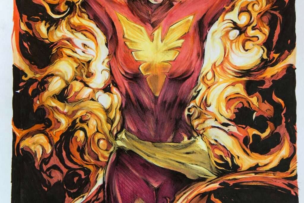 Ilustración personalizada cómic fenix xmen