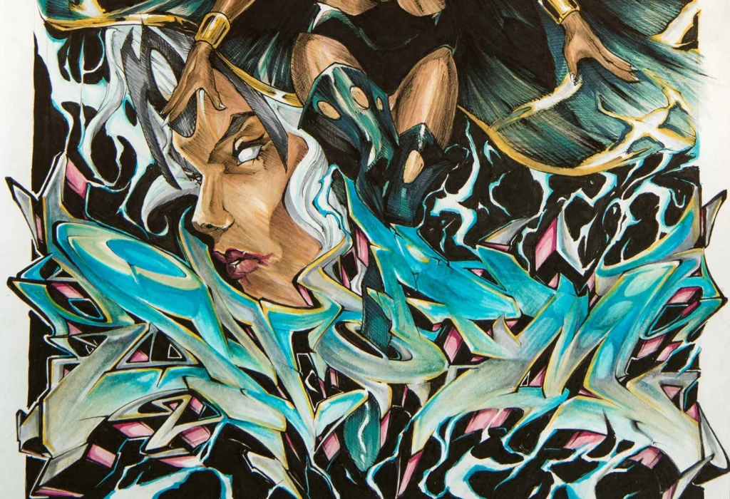 Ilustración personalizada cómic tormenta xmen