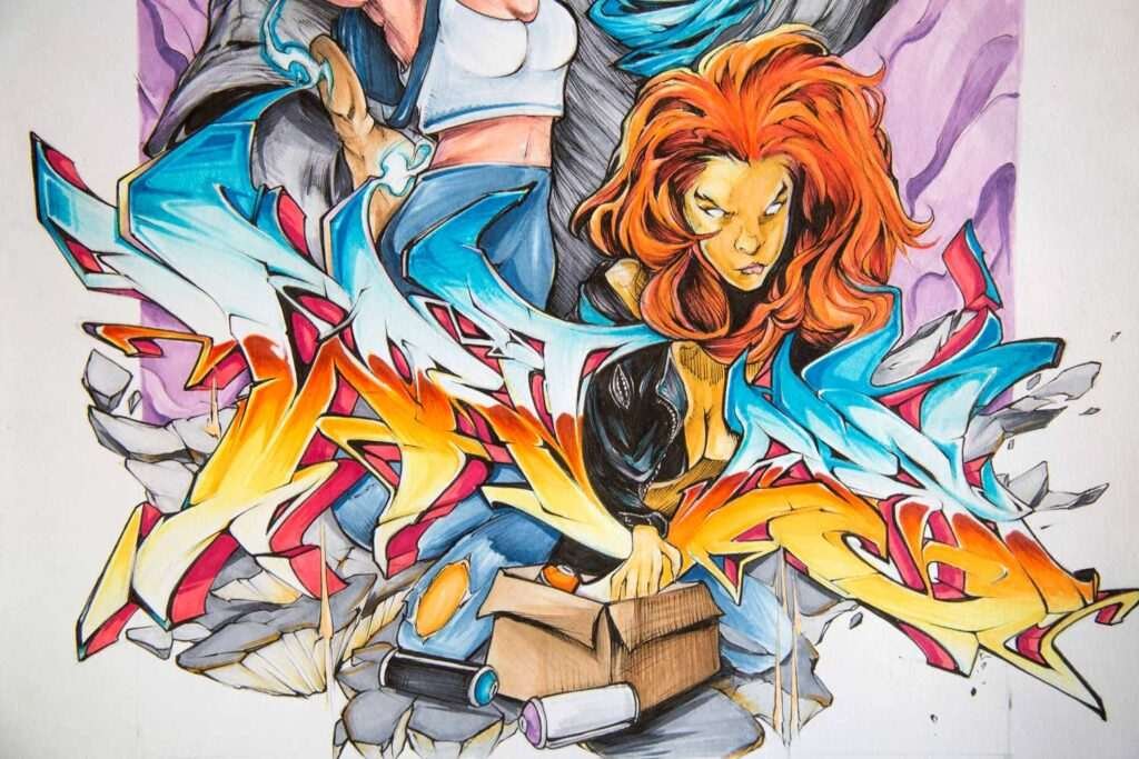 Ilustración graffiti a color hecha por encargo