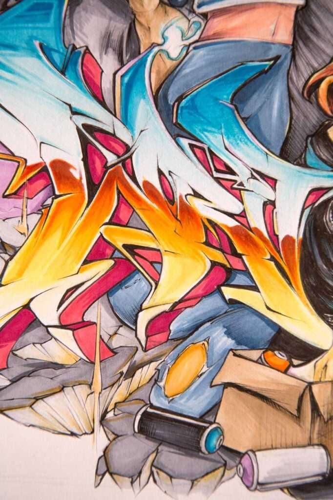 Ilustración graffiti a color hecha por encargo