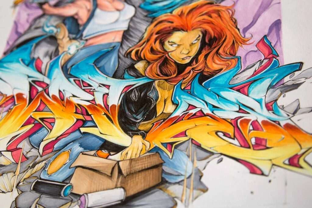 Ilustración graffiti a color hecha por encargo