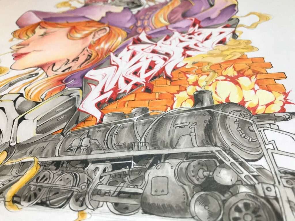 Diseño artístico estilo graffiti a todo color