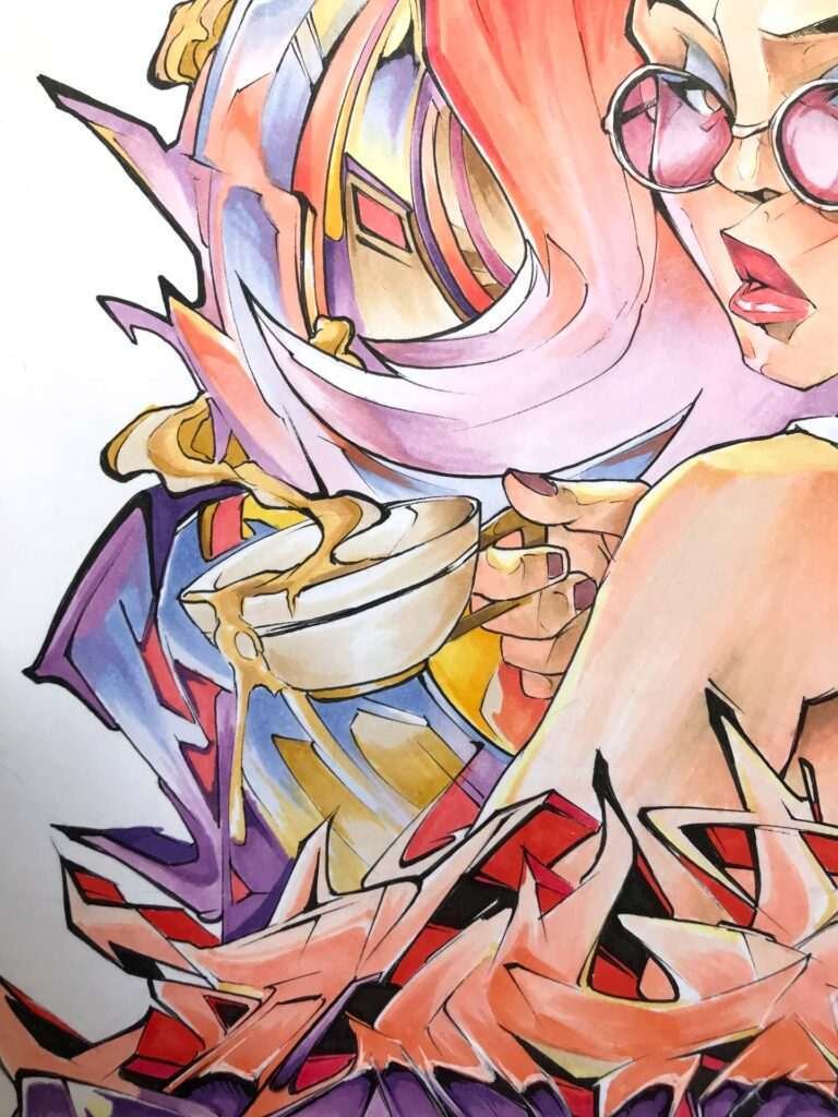 Ilustración estilo graffiti personalizada a color