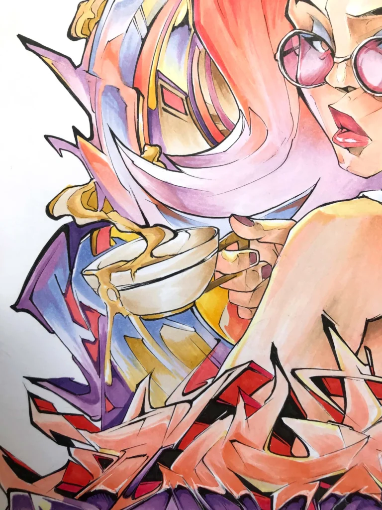 Ilustración estilo graffiti personalizada a color