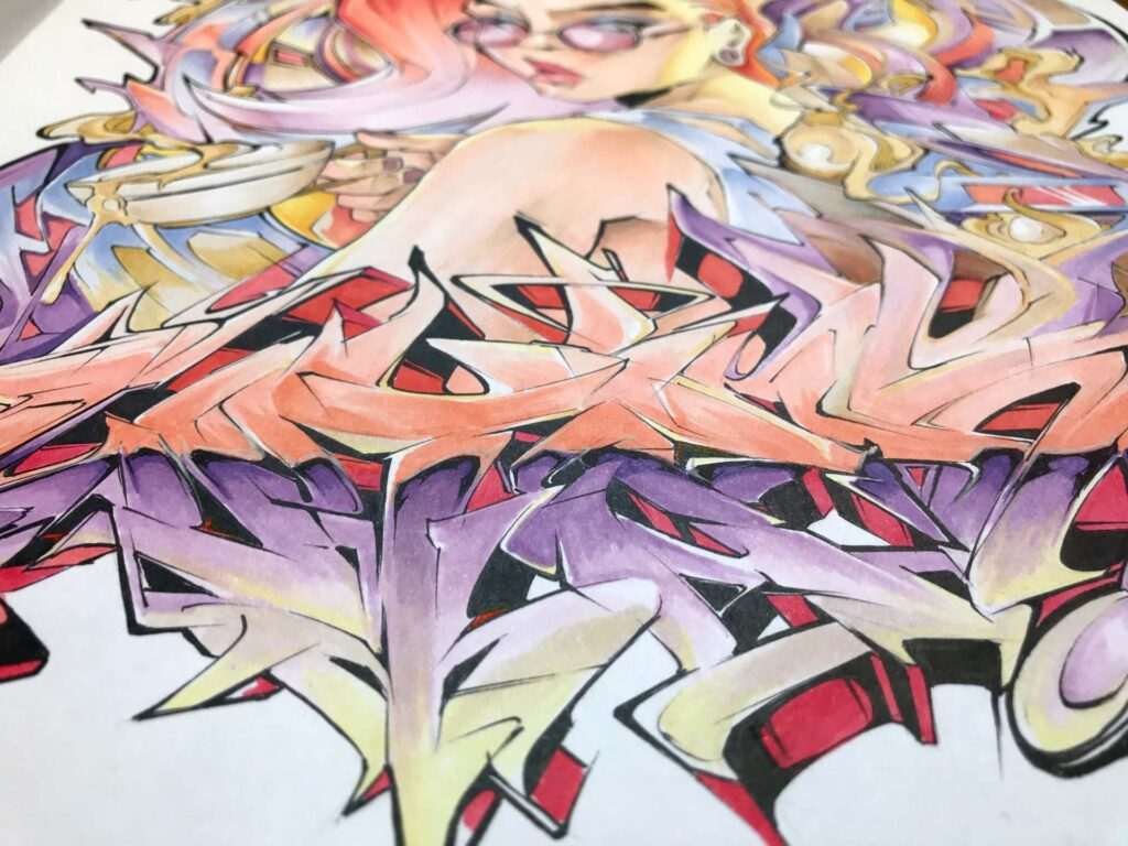 Ilustración estilo graffiti personalizada a color