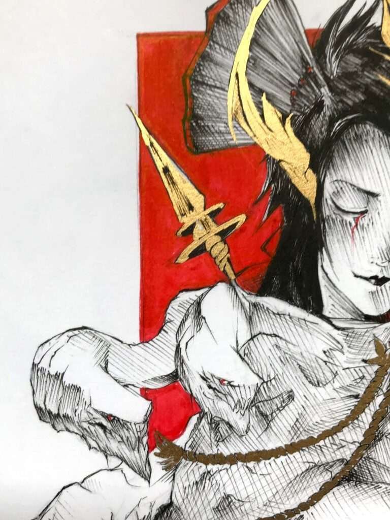 Ilustración de fantasía épica hecha por encargo