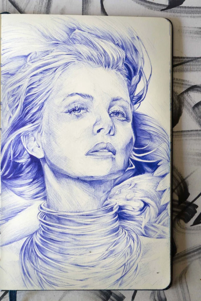 retrato a boligrafo