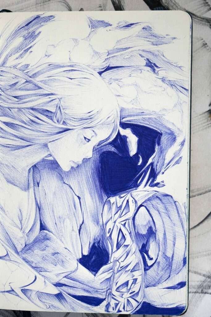 Retrato personalizado sobre cuaderno