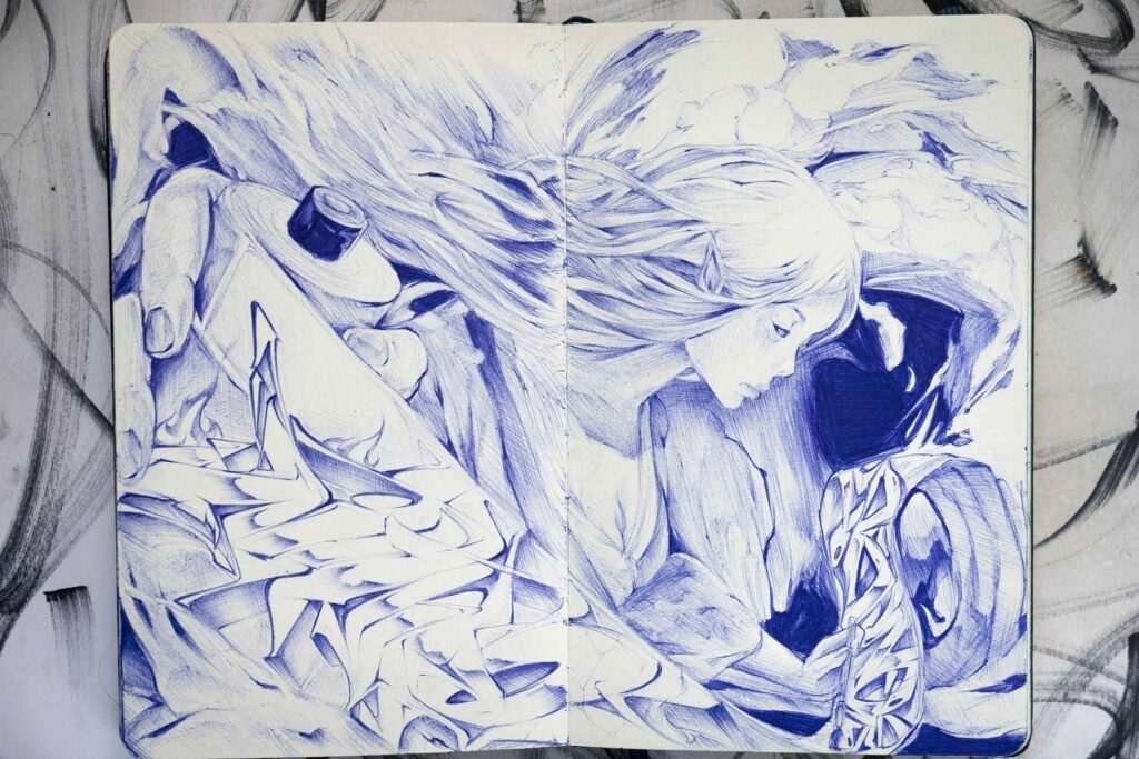 Retrato personalizado sobre cuaderno