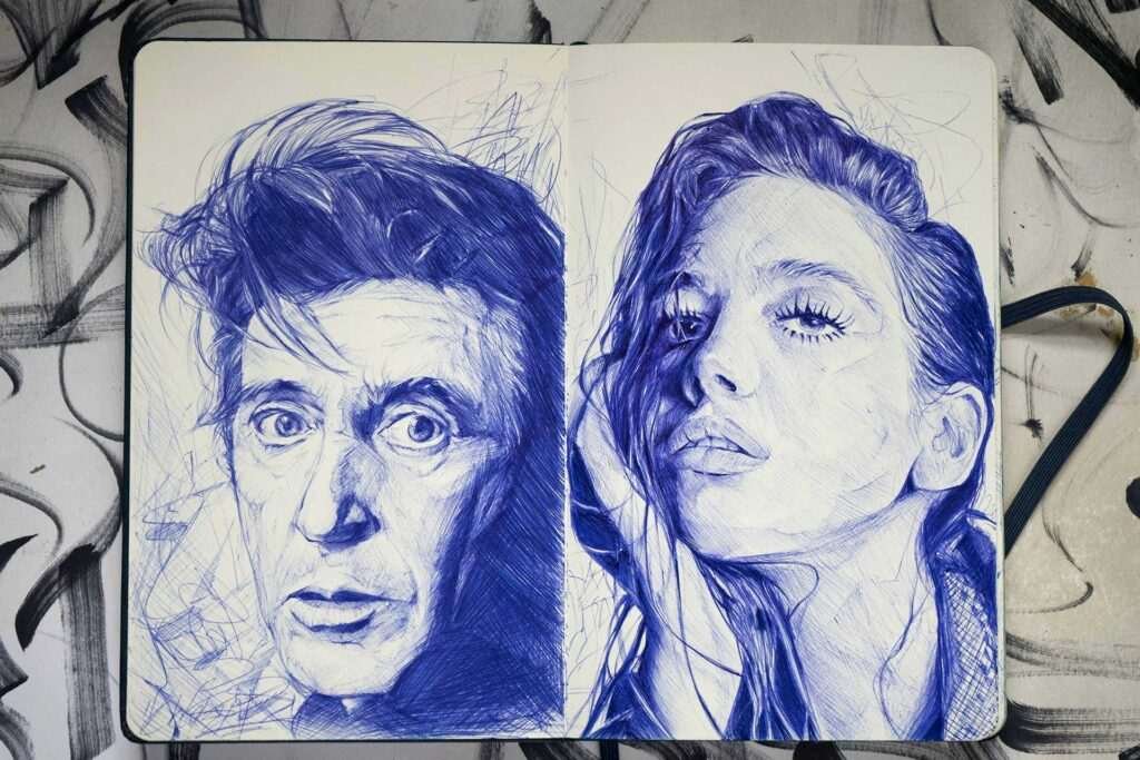 Retrato personalizado sobre cuaderno