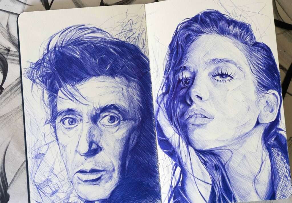 Retrato personalizado sobre cuaderno