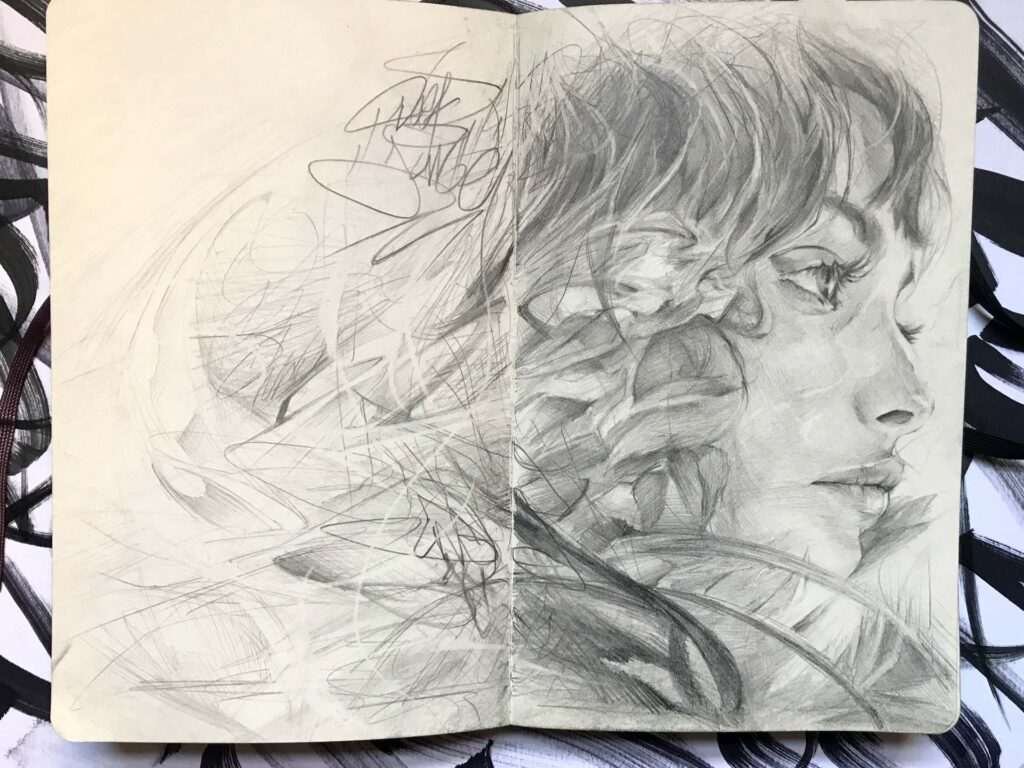 Retrato personalizado sobre cuaderno Moleskine
