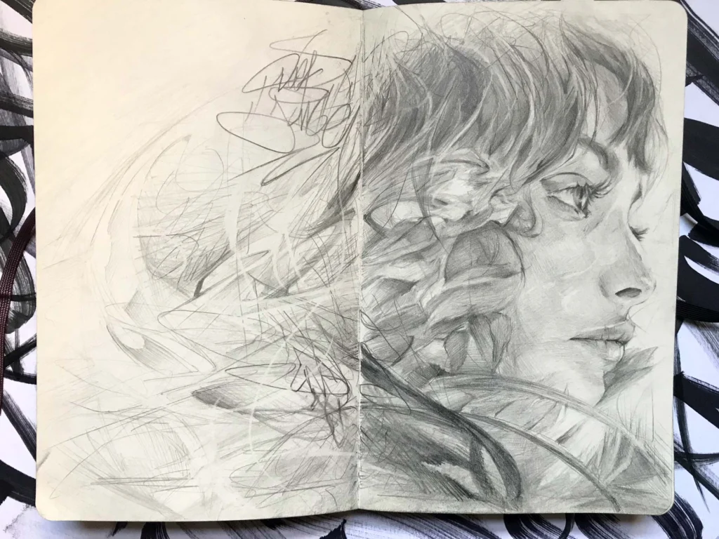 Retrato personalizado sobre cuaderno Moleskine
