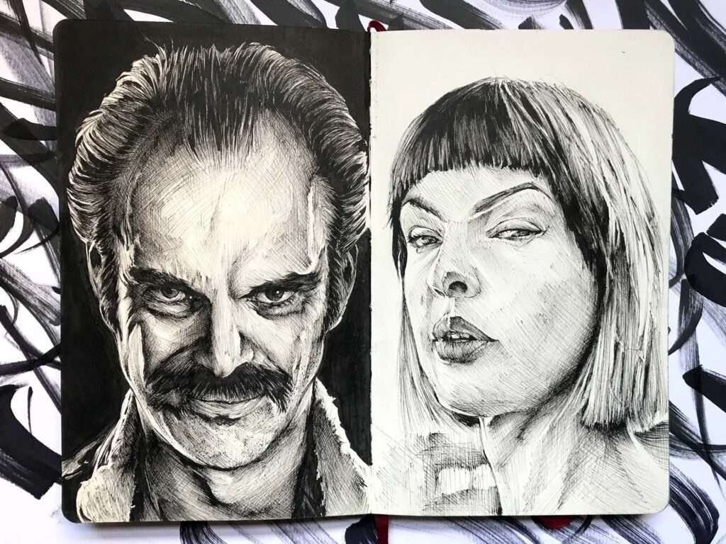 Ilustración de actor o personaje secundario personalizada