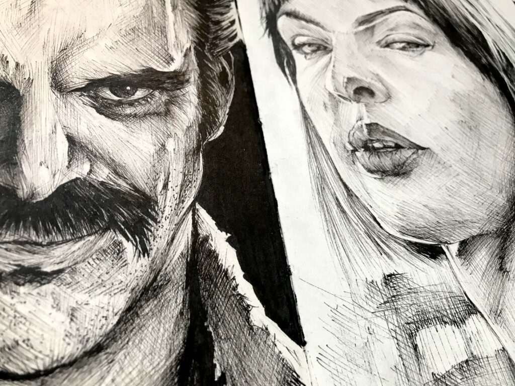 Ilustración de actor o personaje secundario personalizada