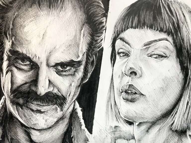 Ilustración de actor o personaje secundario personalizada