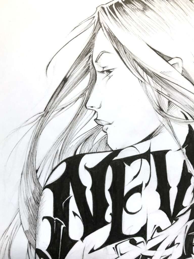 Ilustración urbana graffiti monocromática personalizada