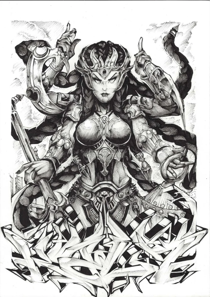 Ilustración estilo graffiti en blanco y negro hecha a medida