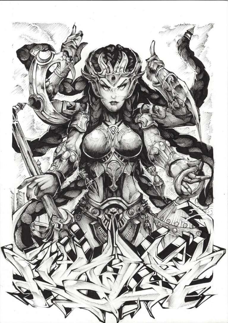 Ilustración estilo graffiti en blanco y negro hecha a medida